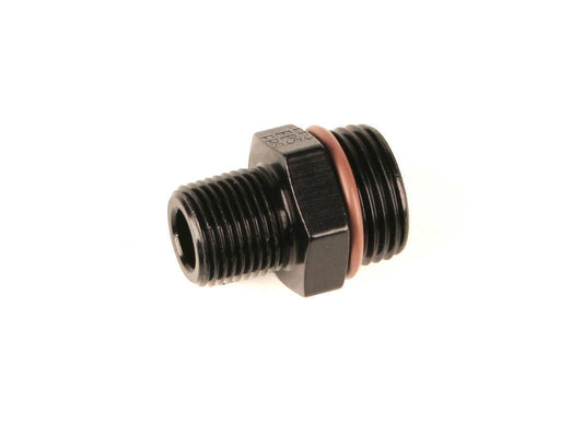 Fitting - Adapter - Straight - 1/2 in NPT Male to 10 AN Male O-Ring - Aluminum - Black Anodized - Each
