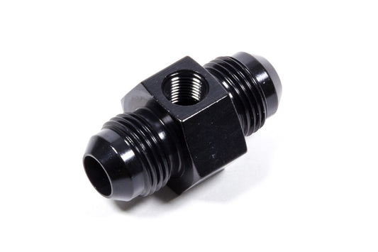 Fitting - Gauge Adapter - Straight - 8 AN Male to 8 AN Male - 1/8 in NPT Gauge Port - Aluminum - Black Anodized - Each