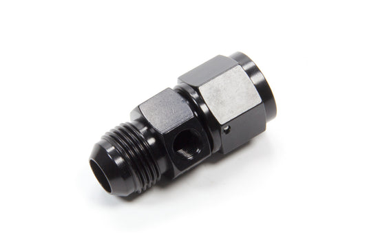 Fitting - Gauge Adapter - Straight - 10 AN Female to 10 AN Male - 1/8 in NPT Gauge Port - Aluminum - Black Anodized - Each