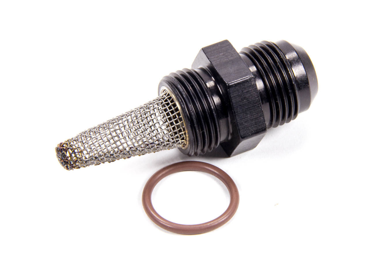 Fitting - Adapter - Straight - 12 AN Male to 12 AN Male - Stainless Internal Screen - Aluminum - Black Anodized - Each