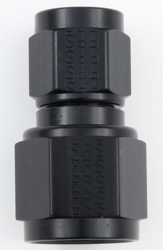 Fitting - Adapter - Straight - 6 AN Female Swivel to 8 AN Female Swivel - Aluminum - Black Anodized - Each