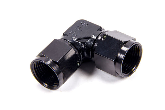 Fitting - Adapter - 90 Degree - 10 AN Female Swivel to 10 AN Female Swivel - Aluminum - Black Anodized - Each