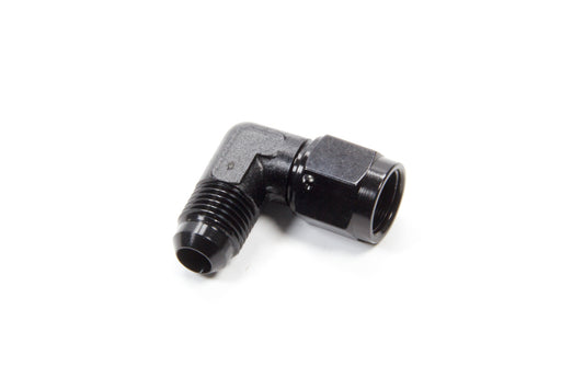 Fitting - Adapter - 90 Degree - 6 AN Female Swivel to 6 AN Male - Aluminum - Black Anodized - Each