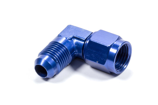 Fitting - Adapter - 90 Degree - 6 AN Female Swivel to 6 AN Male - Aluminum - Blue Anodized - Each