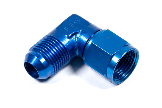 Fitting - Adapter - 90 Degree - 10 AN Female to 10 AN Male Swivel - Aluminum - Blue Anodized - Each