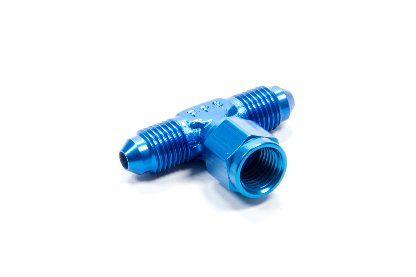 Fitting - Adapter Tee - 4 AN Female Swivel x 4 AN Male x 4 AN Male - Aluminum - Blue Anodized - Each