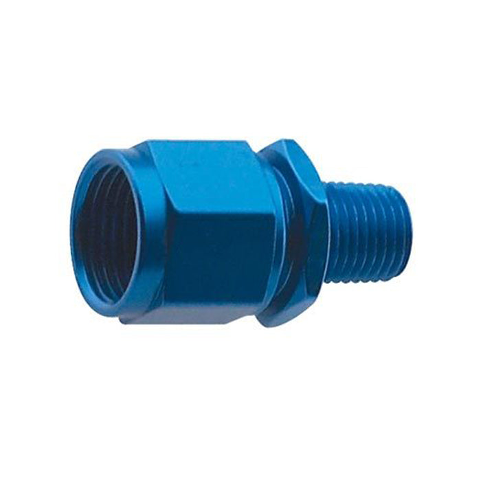 Fitting - Adapter - Straight - 3 AN Female Swivel to 1/8 in NPT Male - Aluminum - Blue Anodized - Each
