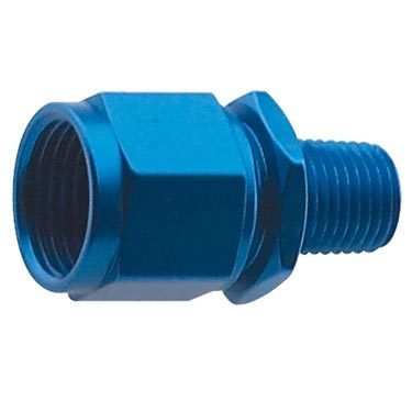 Fitting - Adapter - Straight - 10 AN Female Swivel to 1/2 in NPT Male - Aluminum - Blue Anodized - Each