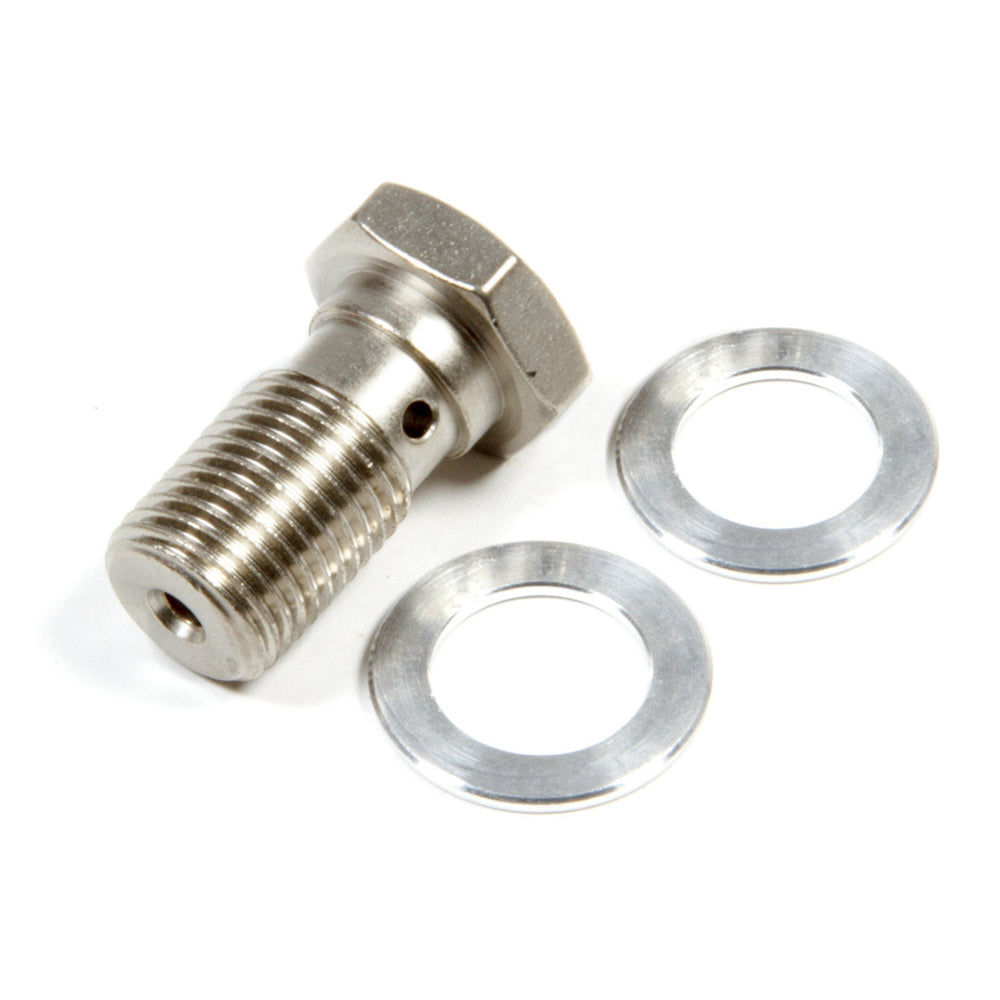 Banjo Bolt - Single Banjo - 10 mm x 1.00 Thread - 8 mm Banjo Height - Washers Included - Steel - Zinc Oxide - Each