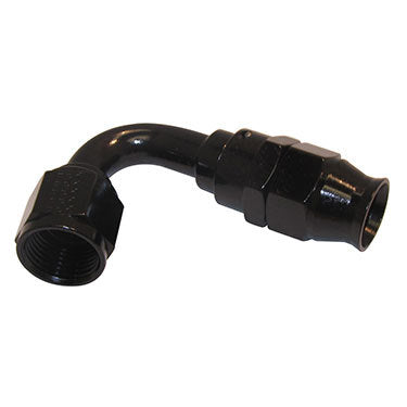 Fitting - Hose End - Real Street - PTFE Hose - 120 Degree - 12 AN Hose to 12 AN Female - Aluminum - Black Anodized - Each