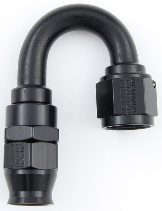 Fitting - Hose End - Real Street - PTFE Hose - 180 Degree - 8 AN Hose to 8 AN Female - Aluminum - Black Anodized - Each