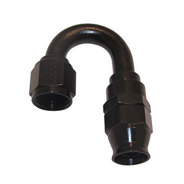 Fitting - Hose End - Real Street - PTFE Hose - 180 Degree - 12 AN Hose to 12 AN Female - Aluminum - Black Anodized - Each