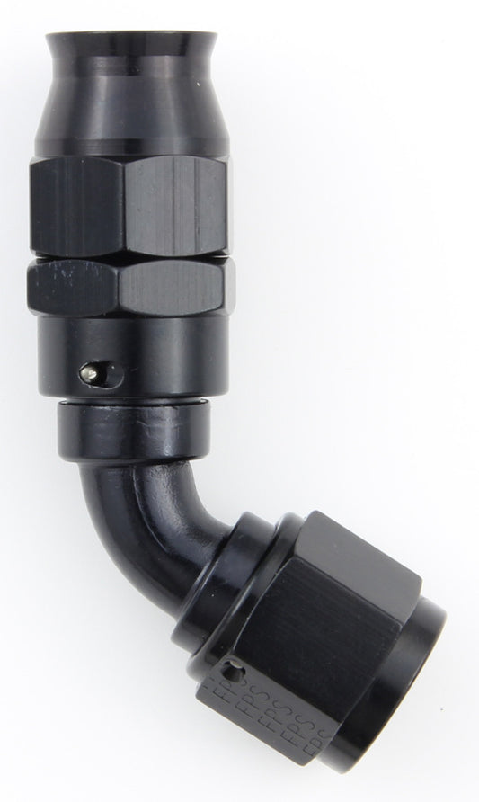 Fitting - Hose End - Real Street - PTFE Hose - 60 Degree - 6 AN Hose to 6 AN Female - Aluminum - Black Anodized - Each