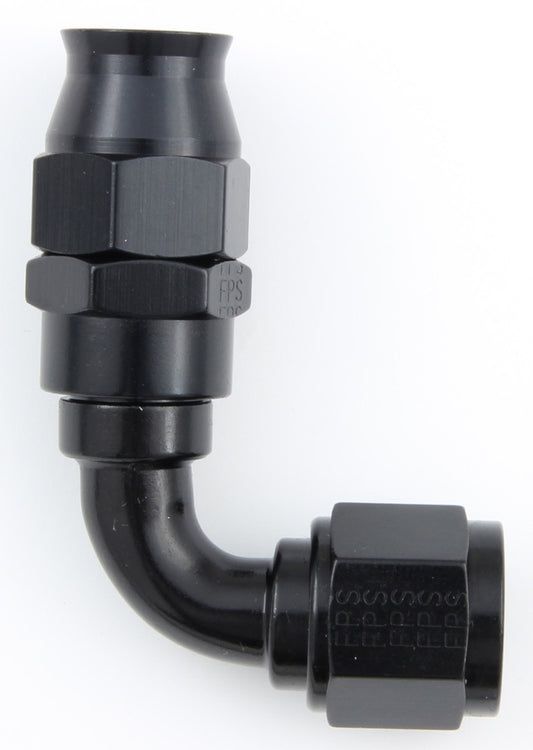 Fitting - Hose End - Real Street - PTFE Hose - 90 Degree - 8 AN Hose to 8 AN Female - Aluminum - Black Anodized - Each