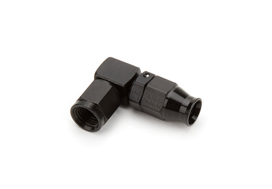 Fitting - Hose End - Real Street - PTFE Hose - 90 Degree - 4 AN Hose to 1/4 in NPT Male O-Ring - Aluminum - Black Anodized - Each