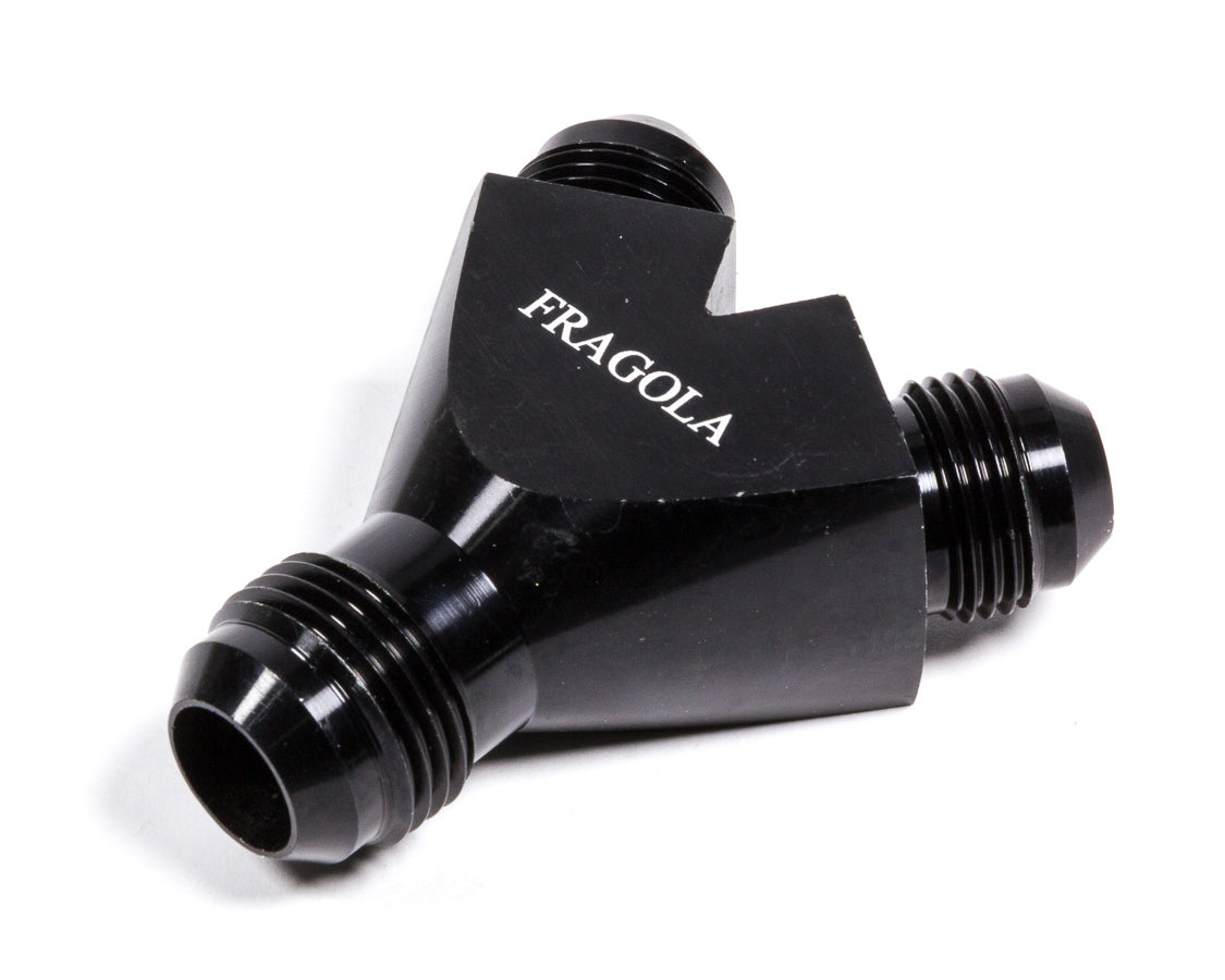 Fitting - Y Block - 10 AN Male Inlet - Dual 8 AN Male Outlets - Aluminum - Black Anodized - Each
