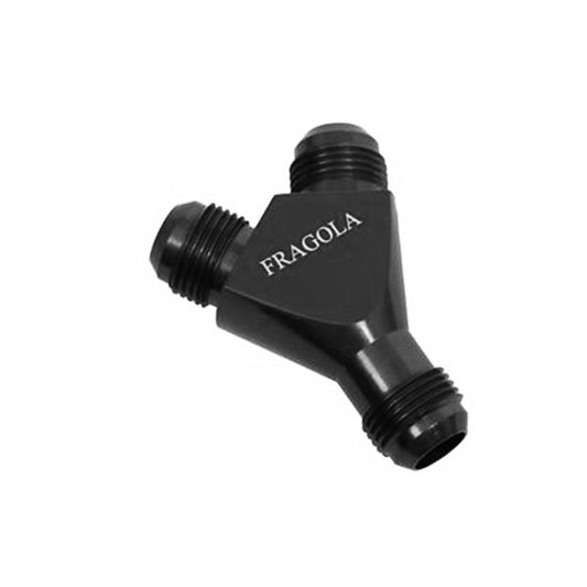 Fitting - Y Block - 16 AN Male Inlet - Dual 12 AN Male Outlets - Aluminum - Black Anodized - Each