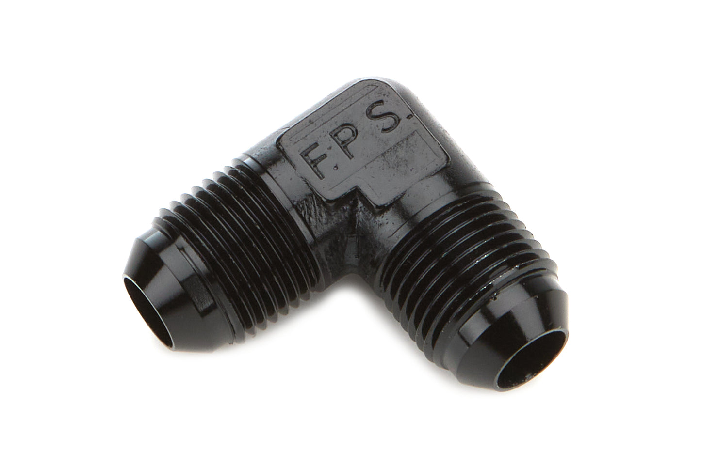 Fitting - Adapter - 90 Degree - 8 AN Male to 8 AN Male - 1/8 in NPT Female Gauge Port - Aluminum - Black Anodized - Each