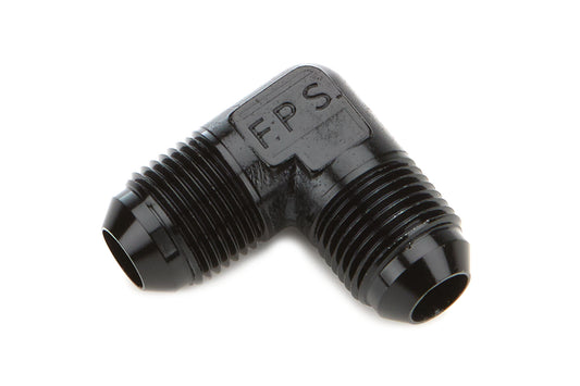 Fitting - Adapter - 90 Degree - 8 AN Male to 8 AN Male - 1/8 in NPT Female Gauge Port - Aluminum - Black Anodized - Each