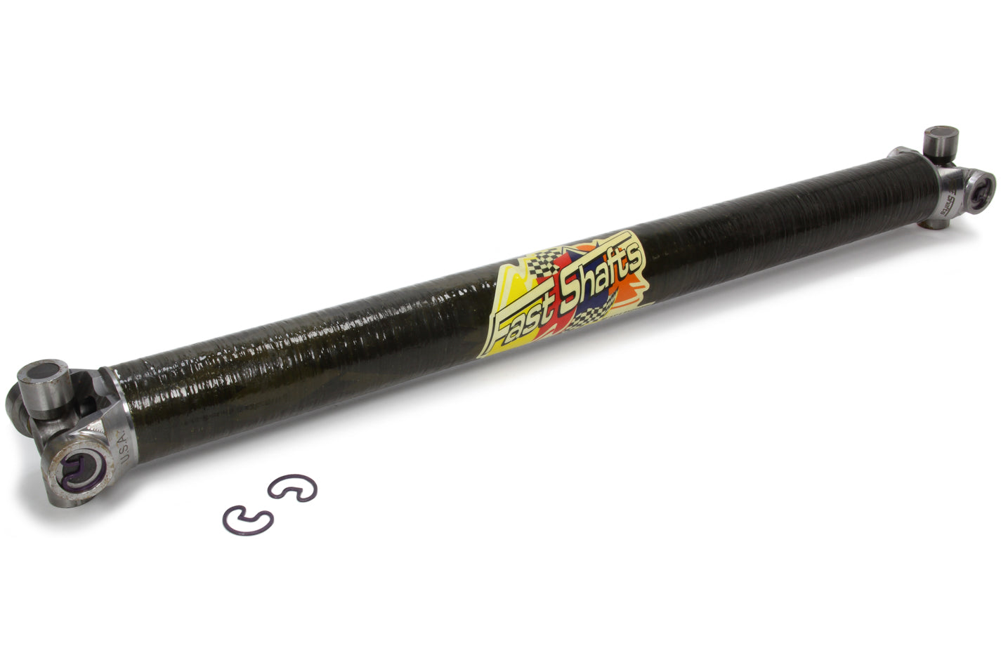 Drive Shaft - 28.5 in Long - 2.25 in OD - 1310 U-Joints - Steel Ends - Carbon Fiber - Universal - Each