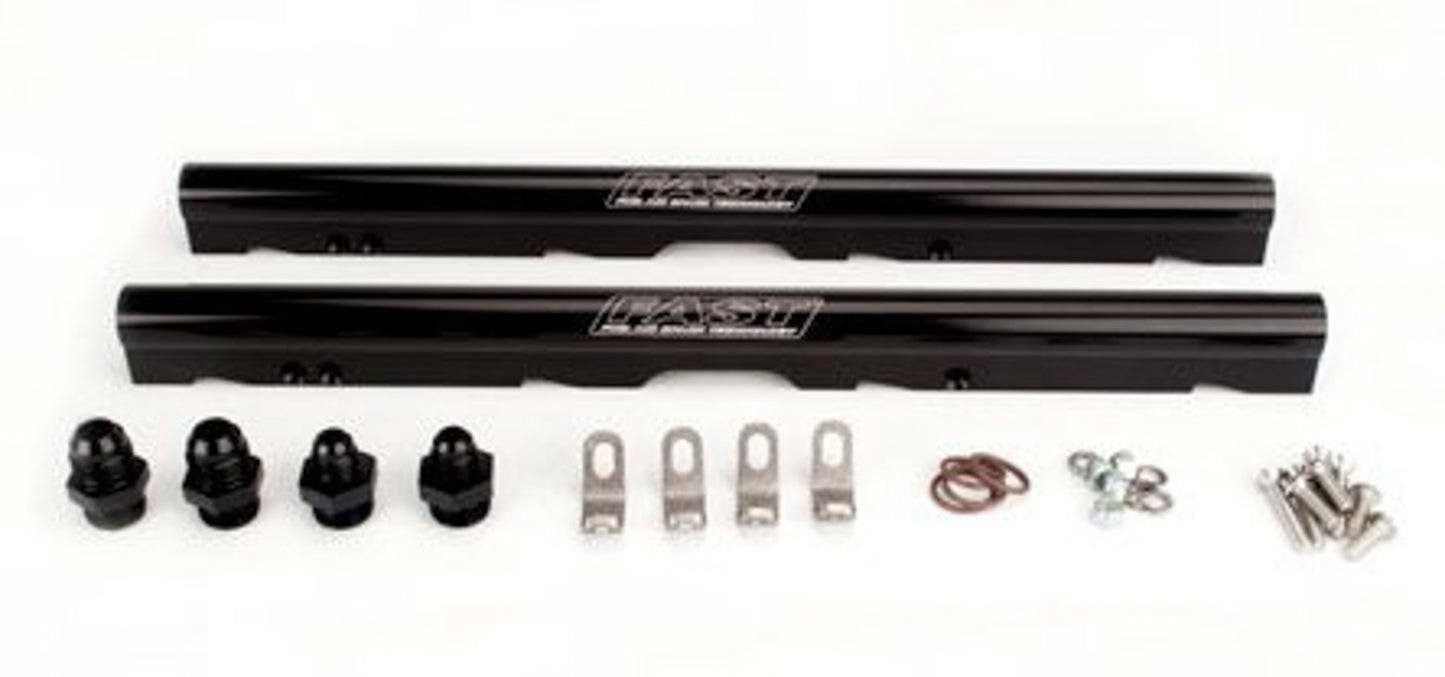 Fuel Rail - 8 AN Female O-Ring Inlets - 8 AN Female O-Ring Outlets - Hardware Included - Billet Aluminum - Black Anodized - GM LS-Series - Kit