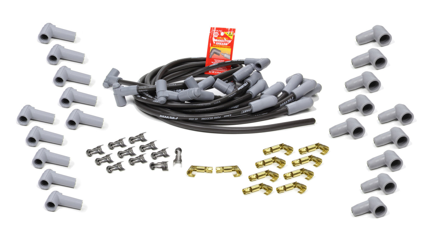 Spark Plug Wire Set - Firewire - Spiral Core - 8.5 mm - Black - 45 Degree Plug Boot - HEI - V8 - Universal - Kit
