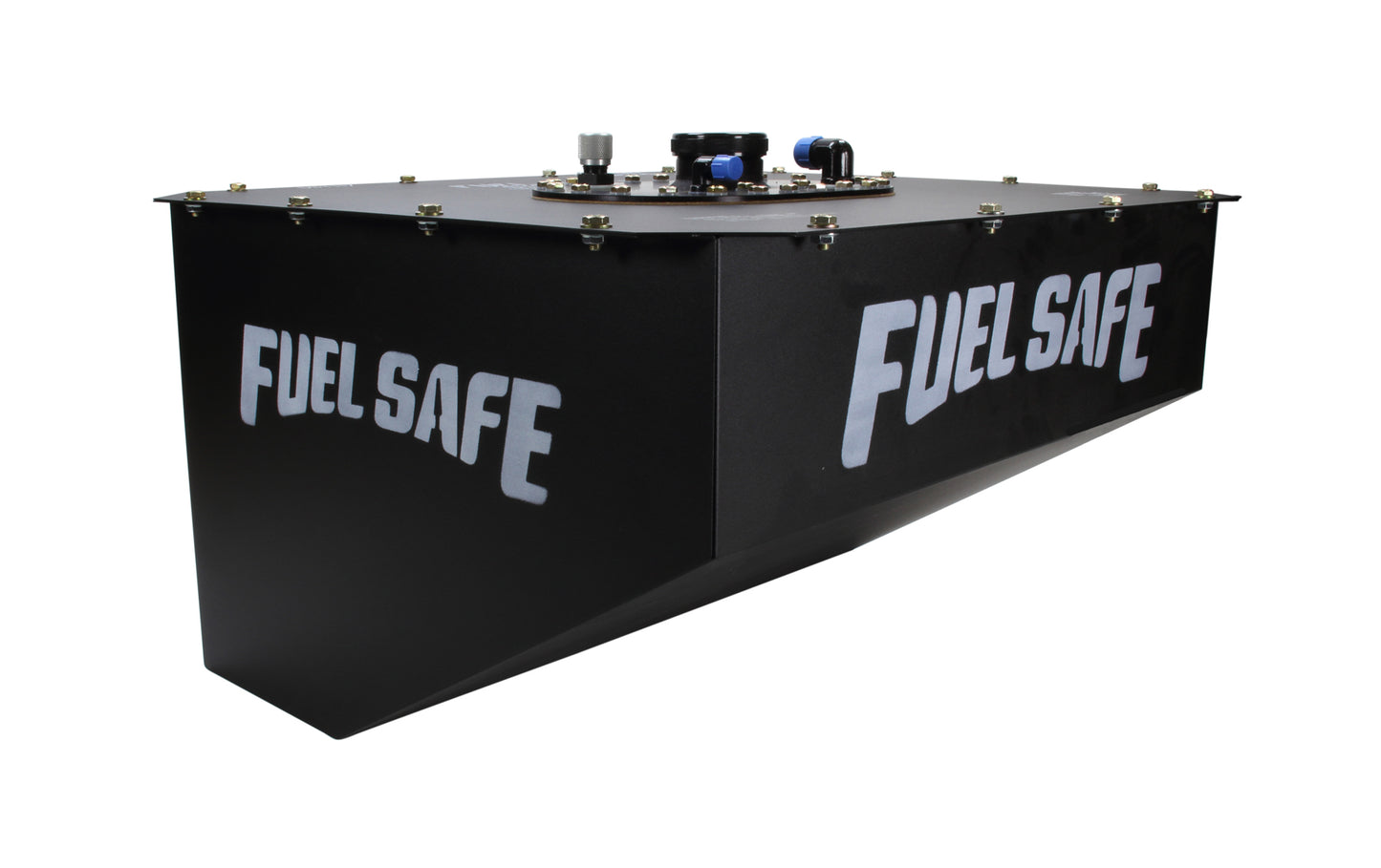 Fuel Cell and Can - Dirt Late Model / Modified - 17 gal - 23.5 x 20 x 14 in Tall - 10 AN Male Outlet - 10 AN Return - 6 AN Male Vent - Foam - Steel - Black Powder Coat - Each