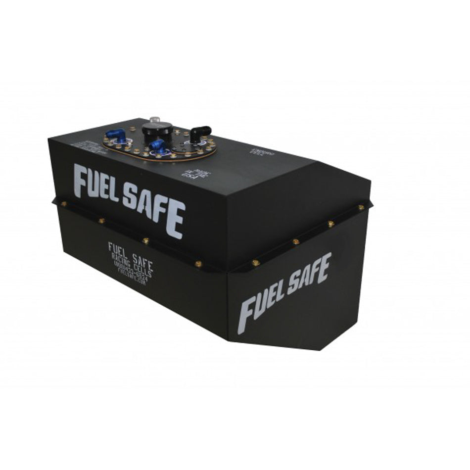 Fuel Cell and Can - Dirt Late Model / Modified - 22 gal - 20.25 x 20 x 14 in Tall - 10 AN Male Outlet - 10 AN Return - 6 AN Male Vent - Foam - Steel - Black Powder Coat - Each