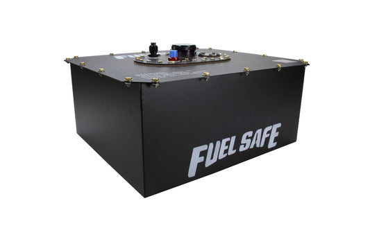 Fuel Cell and Can - Enduro Cell - 15 gal - 26 x 17.875 x 9.5 in Tall - 6 AN Male Outlet / Return - 8 AN Male Vent - Foam - Steel - Black Powder Coat - Each