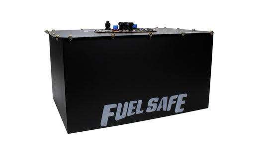 Fuel Cell and Can - Race Safe - 22 gal - 25.5 x 17.125 x 13.75 in Tall - 6 AN Male Outlet / Return - 8 AN Male Vent - Foam - Steel - Black Powder Coat - Each