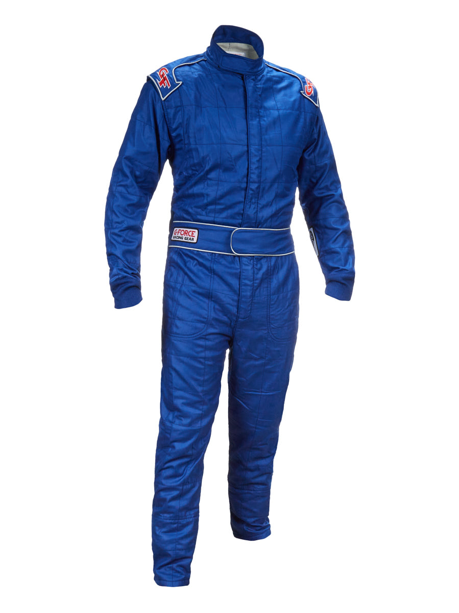 Driving Suit - G-Limit - 1-Piece - SFI 3.2A/1 - Multiple Layer - Fire Retardant Cotton / Nomex - Blue - Large - Each