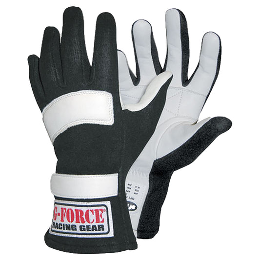 Driving Gloves - G5 RaceGrip - SFI 3.3/5 - Double Layer - Flame Retardant Fabric / Leather - Black - Large - Pair