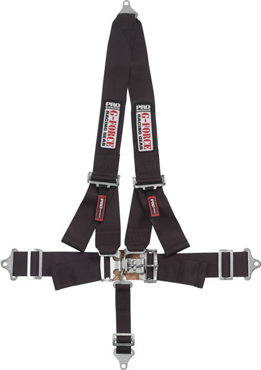 Harness - 5 Point - Latch and Link - SFI 16.1 - Pull Down Adjust - Bolt-On / Wrap Around - V-Type Harness - Black - Kit
