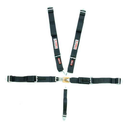 Harness - 5 Point - Latch and Link - SFI 16.1 - Pull Up Adjust - Bolt-On / Wrap Around - Individual Harness - Black - Kit