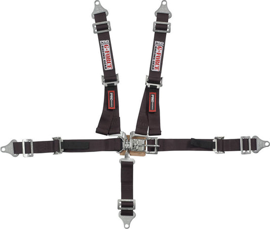 Harness - Junior Racer - 5 Point - Latch and Link - SFI 16.1 - Pull Up Adjust - Bolt-On / Wrap Around - Individual Harness - Black - Kit