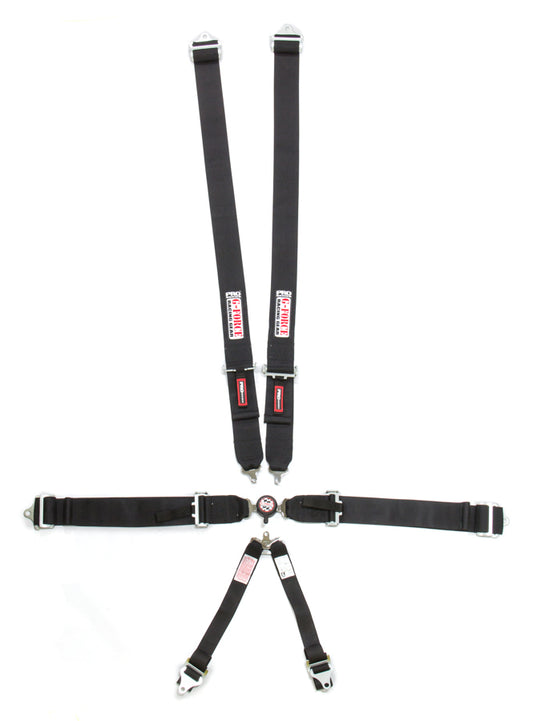 Harness - 6 Point - Camlock - SFI 16.1 - Pull Down Adjust - Bolt-On / Wrap Around - Individual Harness - Black - Kit