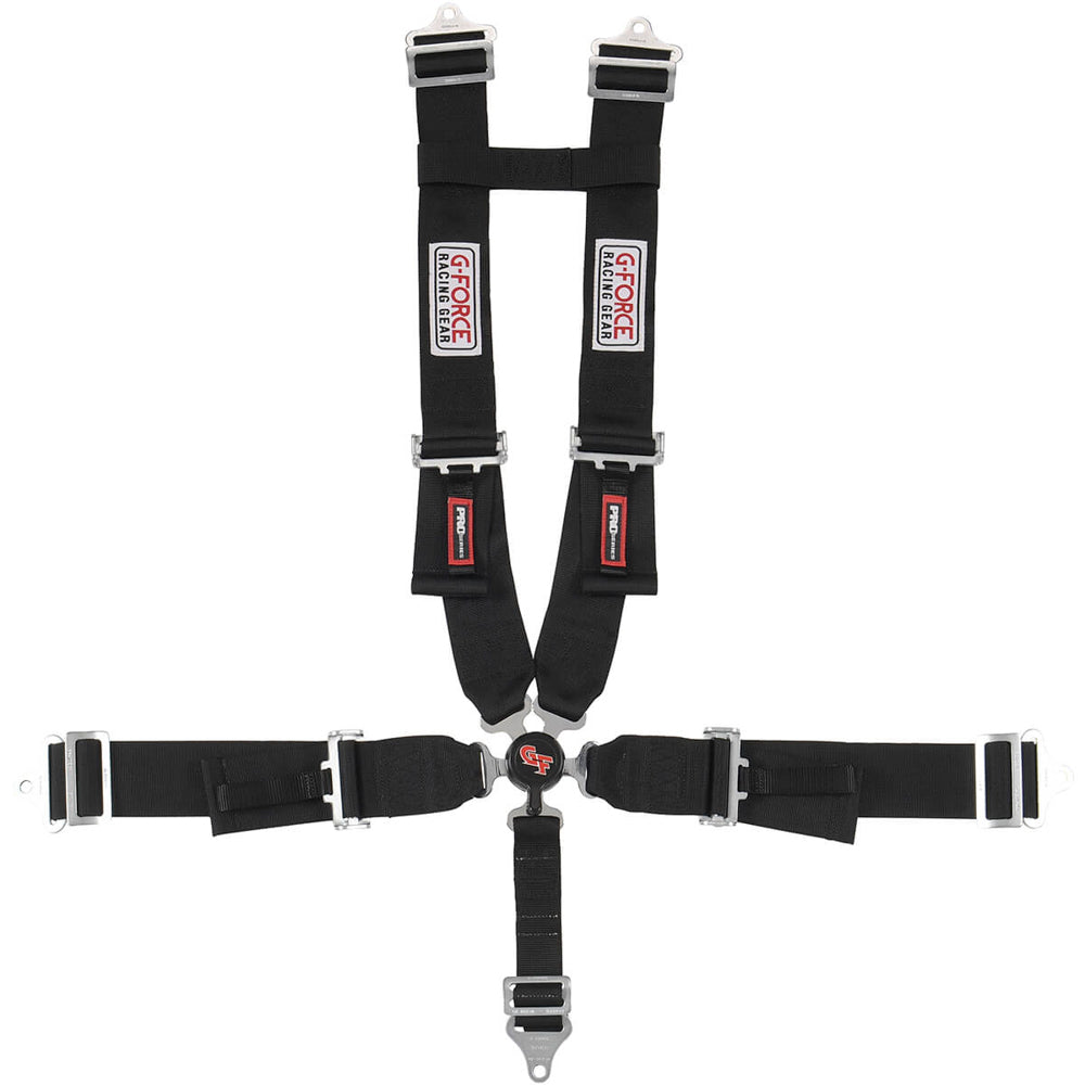 Harness - 5 Point - Camlock - SFI 16.1 - Pull Down Adjust - Bolt-On - H-Type Harness - Black - Kit