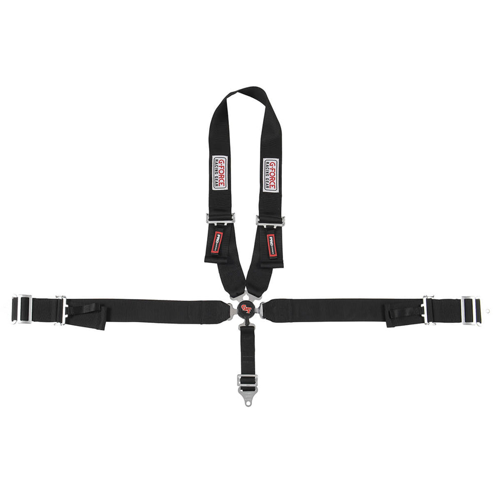 Harness - 5 Point - Camlock - SFI 16.1 - Pull Up Adjust - Bolt-On / Wrap Around - U-Type Harness - Black - Kit