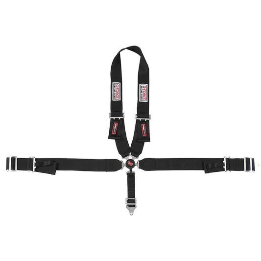 Harness - 5 Point - Camlock - SFI 16.1 - Pull Up Adjust - Bolt-On / Wrap Around - U-Type Harness - Black - Kit
