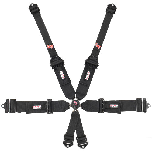 Harness - 6 Point - Camlock - SFI 16.5 - Pull Down Adjust - Bolt-On / Wrap Around - Individual Harness - Black - Kit