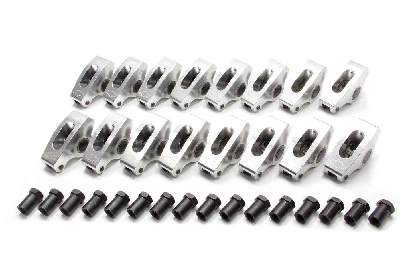 Rocker Arm - 3/8 in Stud Mount - 1.60 Ratio - Full Roller - Self-Align - Aluminum - Natural - Small Block Chevy - Set of 16