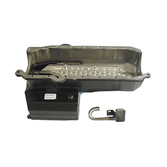 Engine Oil Pan Kit - Rear Sump - 8 qt - 8 in Deep - Steel - Black Powder Coat - 1-Piece Seal - Circle Track - Small Block Chevy - Kit