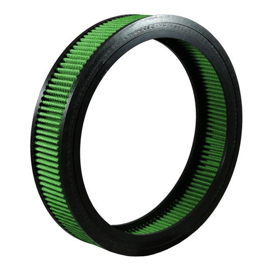 Air Filter Element - Round - 12 in Diameter - 2.5 in Tall - Reusable Cotton - Green - Various GM Applications - Each