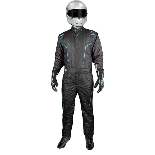 K1 GT2 Adult Nomex® Fire Suit - SFI 3.2A/5 - Black, Flo Blue - Small 48