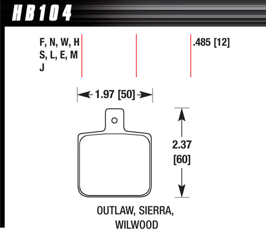 Brake Pads - DR-97 Compound - Drag Race - Wilwood Dynalite Single / Sierra Single Caliper - Set of 4