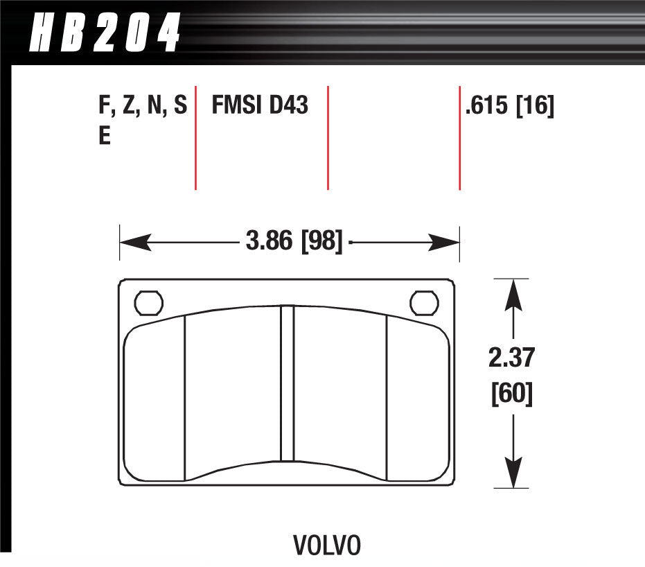 Brake Pads - HP Plus Compound - Wide Temperature Range - Front - Volvo 1979-84 - Set of 4