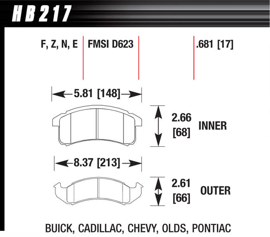 Brake Pads - HPS Compound - High Torque - Front - GM 1994-99 - Set of 4