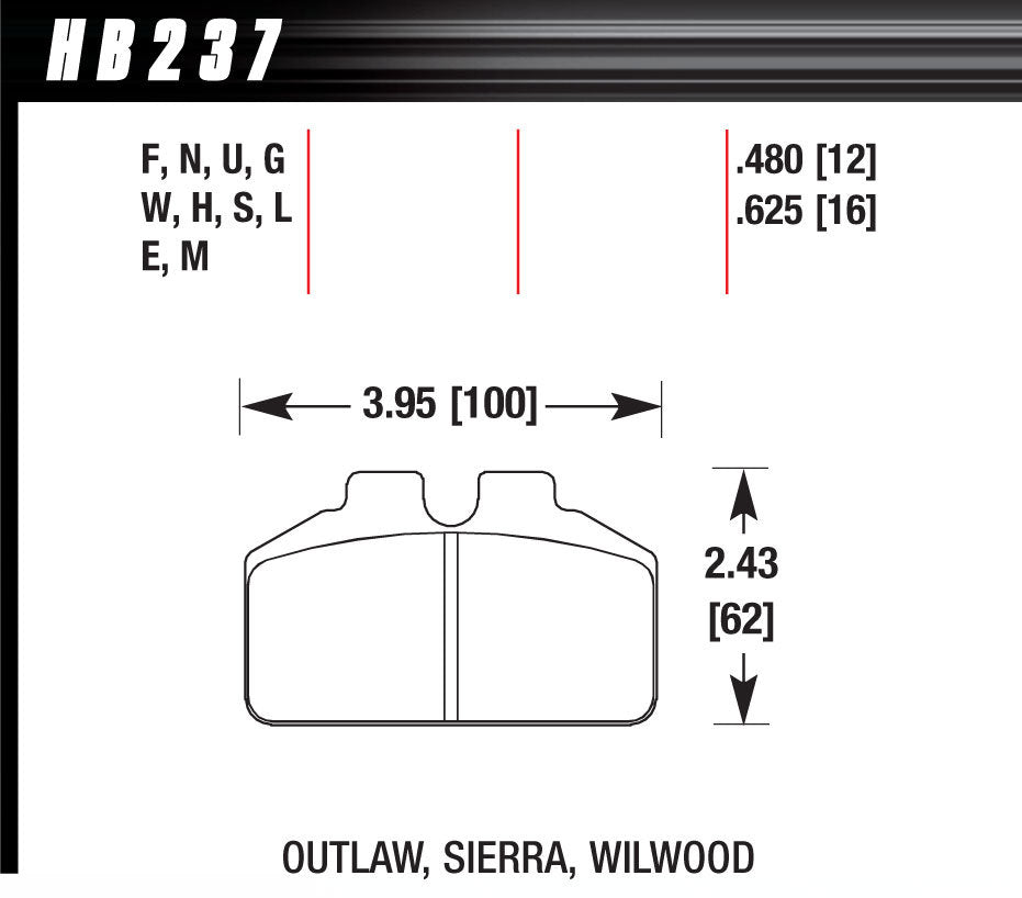 Brake Pads - DTC-70 Compound - High Torque - High Temperature - Dynalite Bridge Bolt Style Caliper - Set of 4