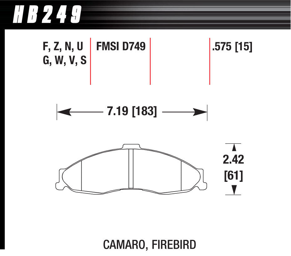 Brake Pads - HPS Compound - High Torque - Front - GM F-Body 1998-2002 - Set of 4