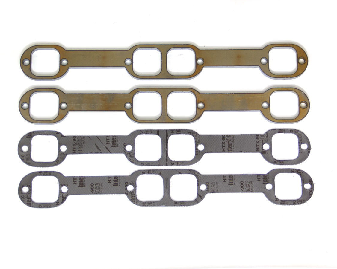 Header Flange - 0.375 in Thick - 2 in Square Port - Steel - 18-Degree - Small Block Chevy - Pair